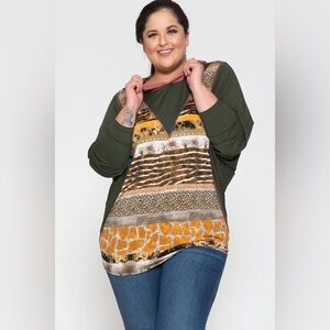 New Boutique Story Teller Dolman Color Block Hoodie Size 2X